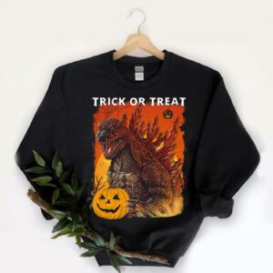 Vintage Godzilla Hug Pumpkin Trick Or Treat Halloween 2021 Shirt 5
