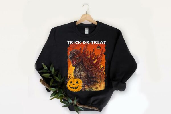 Vintage Godzilla Hug Pumpkin Trick Or Treat Halloween 2021 Shirt 2