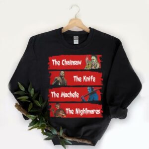 Vintage Horror Characters The Chainsaw The Knife The Machete The Nightmares Shirt, Horror Chainsaw Characters Shirt 5