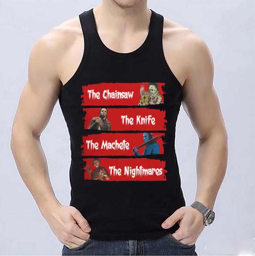 Vintage Horror Characters The Chainsaw The Knife The Machete The Nightmares Shirt, Horror Chainsaw Characters Shirt 3