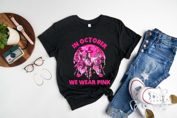 Vintage Horse Witch Halloween Shirt, In October We Wear Pink Horse Shirt,We Wear Pink Horse Shirt 1
