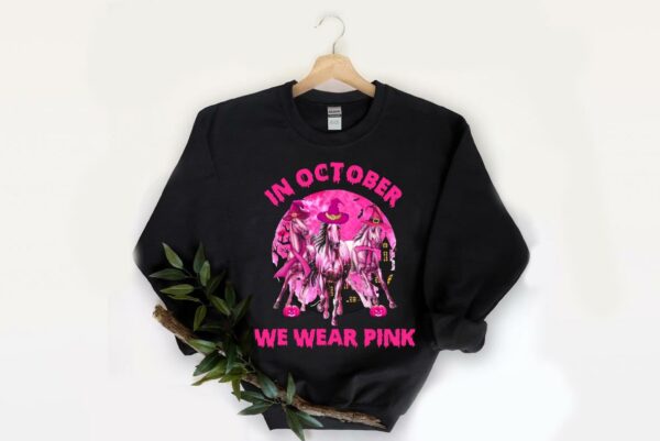 Vintage Horse Witch Halloween Shirt, In October We Wear Pink Horse Shirt,We Wear Pink Horse Shirt 2