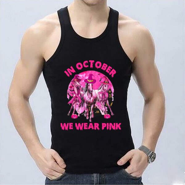 Vintage Horse Witch Halloween Shirt, In October We Wear Pink Horse Shirt,We Wear Pink Horse Shirt 3