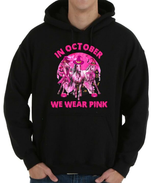 Vintage Horse Witch Halloween Shirt, In October We Wear Pink Horse Shirt,We Wear Pink Horse Shirt 4
