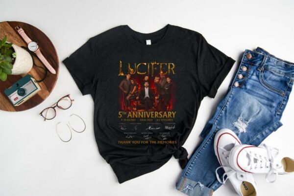 Vintage Lucifer 5th Anniversary Signature Thank You For The Memories Shirt, 5th Lucifer Shirt 1