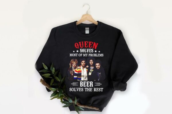 Vintage Queen Solves Shirt, Queen Solves Most Of My Problems Beer Solves The Rest Shirt 2