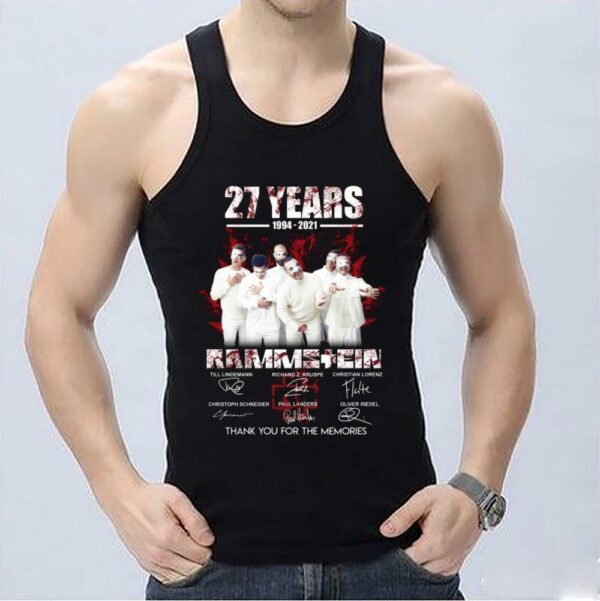 Vintage Rammstein White Shirt, 27 Years 1997-2021 Rammstein Thank You For The Memories Signatures Shirt 3