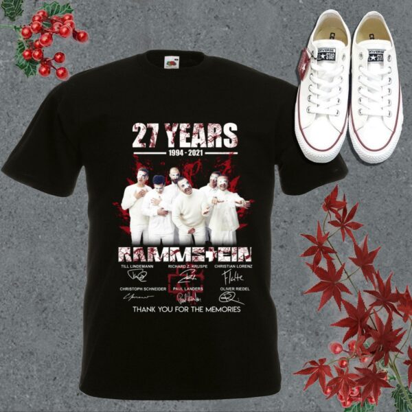 Vintage Rammstein White Shirt, 27 Years 1997-2021 Rammstein Thank You For The Memories Signatures Shirt 5