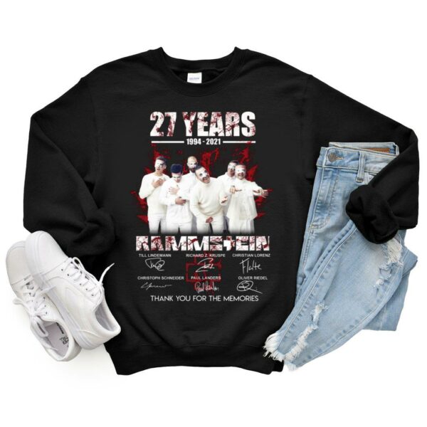 Vintage Rammstein White Shirt, 27 Years 1997-2021 Rammstein Thank You For The Memories Signatures Shirt 6