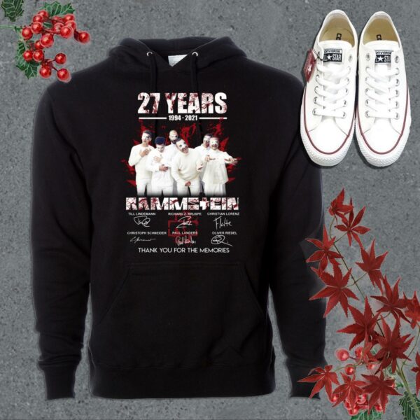 Vintage Rammstein White Shirt, 27 Years 1997-2021 Rammstein Thank You For The Memories Signatures Shirt 7