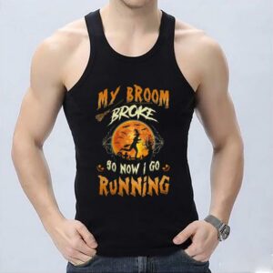 Vintage Witch Running In The Moon Halloween Shirt, Witch Running In The Moon Shirt, Halloween My Broom Broke So Now I Go Shirt 6