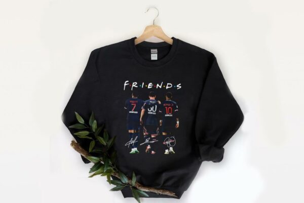 Awesome Friends Messi Neymar Mbappe Shirt, Kylian Mbappe Lionel Messi And Neymar Friends Signatures Shirt 2