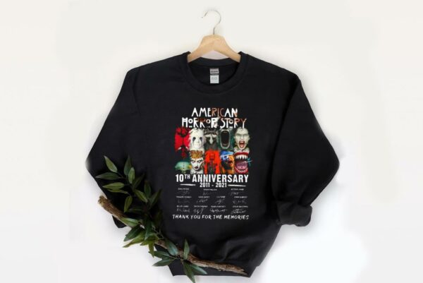 Funny 10 Years American Horror Shirt, 10 Years 2011 2021 American Horror Story Thank You For The Memories Signatures Shirt 2