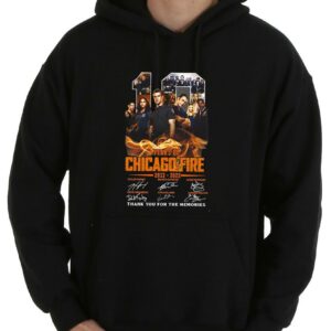 Funny 10 Years Of Chicago Fire Shirt, 10 Years Of Chicago Fire 2012 2022 Signatures Thank You For The Memories Shirt 7