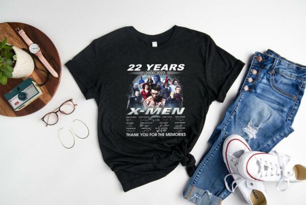 Funny 22 Years X Men Shirt, 22 Years 2000 2022 X-Men Signatures Thank You For The Memories Shirt 1