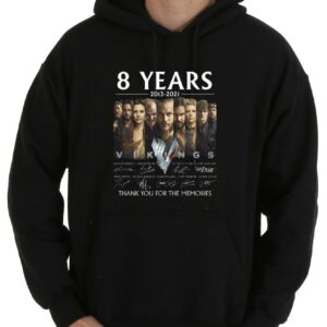 Funny 8 Years Vikings Shirt, 8 Years 2013 2021 Vikings Character Signatures Thank You For The Memories Shirt 7