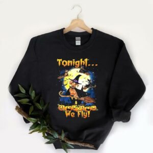 Funny Dachshund Witch Moon Shirt, Tonight Wefly Halloween Shirt, Dachshund Witch Halloween Tonight We Fly Shirt 5