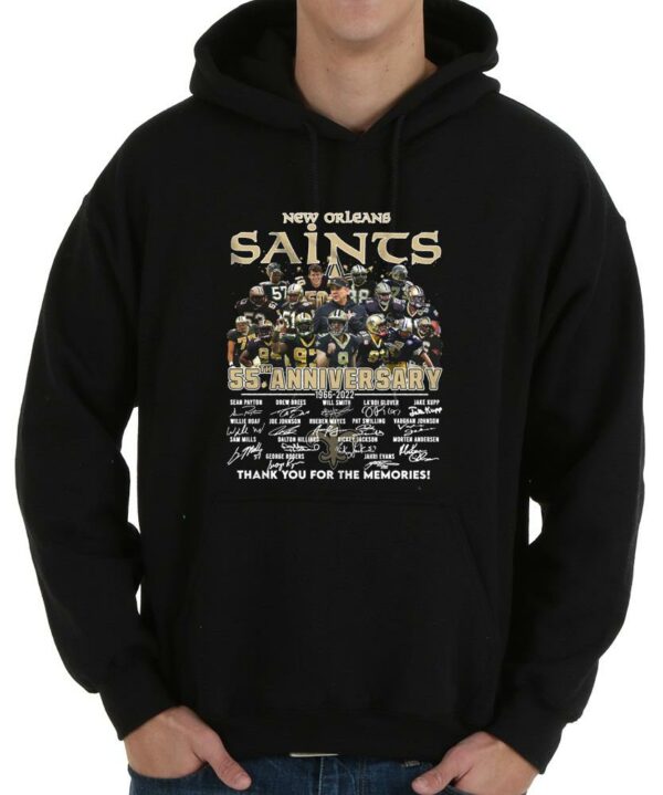 Funny New Orleans Saints 55th Shirt, New Orleans Saints 55th Anniversary 1966 2021 Thank You For The Memories Shirt 4