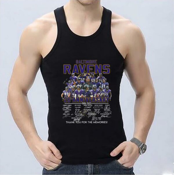 Great Baltimore Ravens 26th Shirt, The Baltimore Ravens 26th Anniversary 1996 2022 Signatures Thank You For The Memories Shirt 3