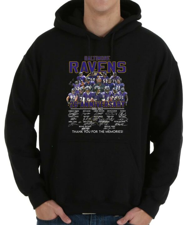 Great Baltimore Ravens 26th Shirt, The Baltimore Ravens 26th Anniversary 1996 2022 Signatures Thank You For The Memories Shirt 4