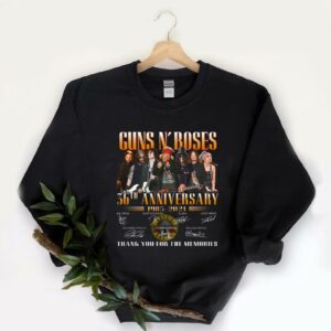 Great Gun N Roses Shirt, Gun N Roses 36th Anniversary 1985 2021 Thank You For The Memories Signatures Shirt 5