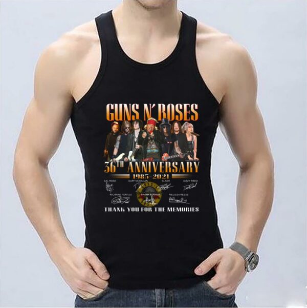 Great Gun N Roses Shirt, Gun N Roses 36th Anniversary 1985 2021 Thank You For The Memories Signatures Shirt 3