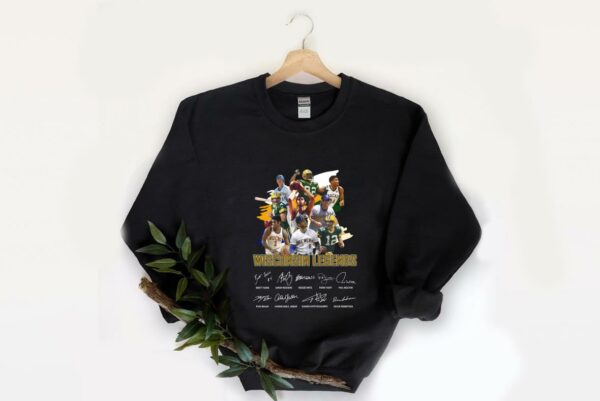 Great Wisconsin Green Bay Shirt, Wisconsin Legends Green Bay Packers Milwaukee Bucks Milwaukee Brewers Signatures Shirt 2