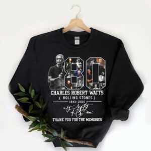 Hot 80 Charles Robert Watts Rolling Stones 1941 2021 Thank You For The Memories Shirt, 80 Charles Robert Watts Shirt 5