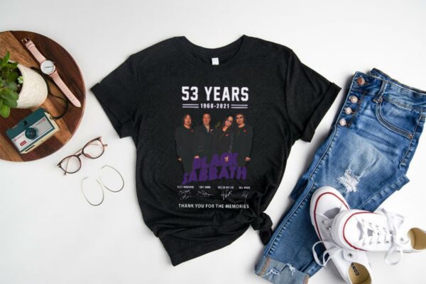 Hot Black Sabbath Shirt, 53 Years 1968-2021 Black Sabbath Thank You For The Memories Signatures Shirt 1