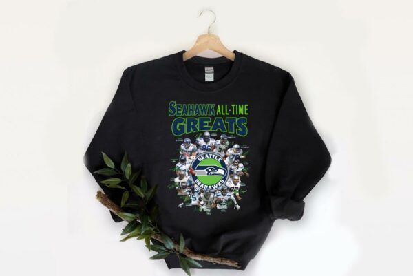Nice Seahawk All Time Greats Logo Shirt, Seahawk All Time Greats Seattle Seahawk Signatures Shirt 2
