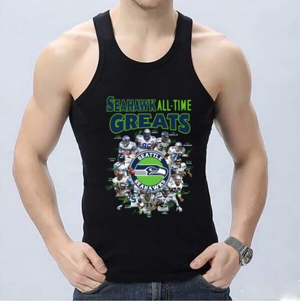 Nice Seahawk All Time Greats Logo Shirt, Seahawk All Time Greats Seattle Seahawk Signatures Shirt 3
