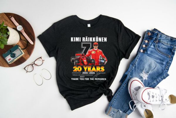 Official 2007 Kimi Raikkonen Formula One cup Shirt, 7 Kimi Raikkonen 20 Years 2001 2021 World Championship 2007 Signature Shirt 1