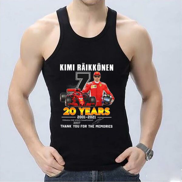 Official 2007 Kimi Raikkonen Formula One cup Shirt, 7 Kimi Raikkonen 20 Years 2001 2021 World Championship 2007 Signature Shirt 3