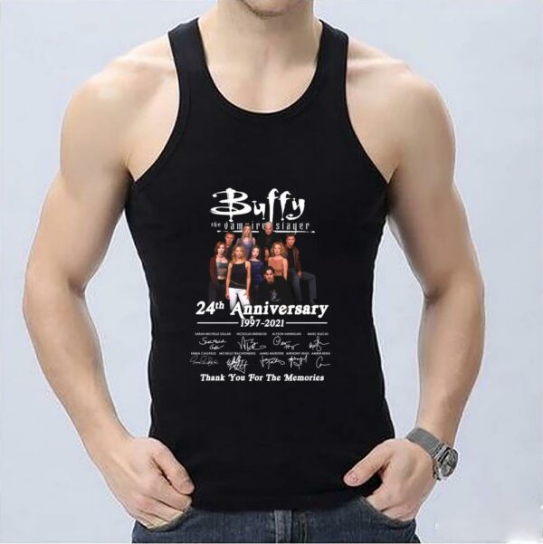 Official Buffy The Vampire Slayer 24th Anniversary 1997 2021 Thank Memories Signatures shirt, White The Vampire Shirt 3