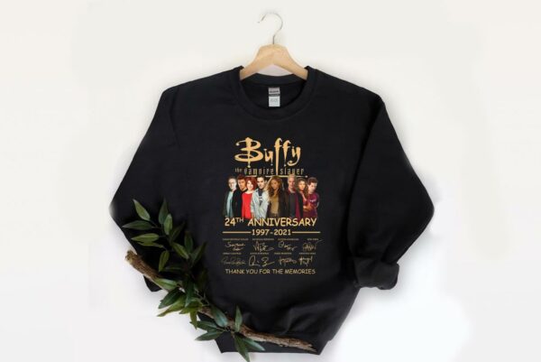 Official Buffy The Vampire Slayer 24th Anniversary Signatures Thank Memories shirt, Yellow Buffy Vampire Slayer Shirt 2