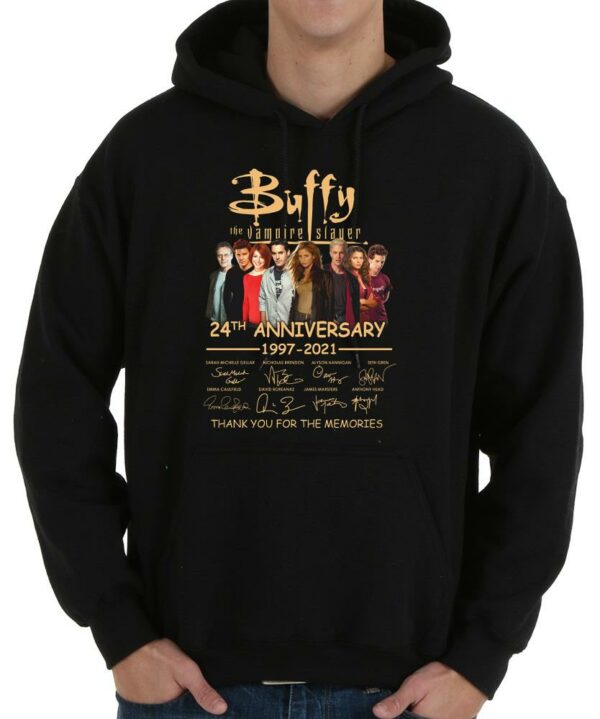 Official Buffy The Vampire Slayer 24th Anniversary Signatures Thank Memories shirt, Yellow Buffy Vampire Slayer Shirt 4