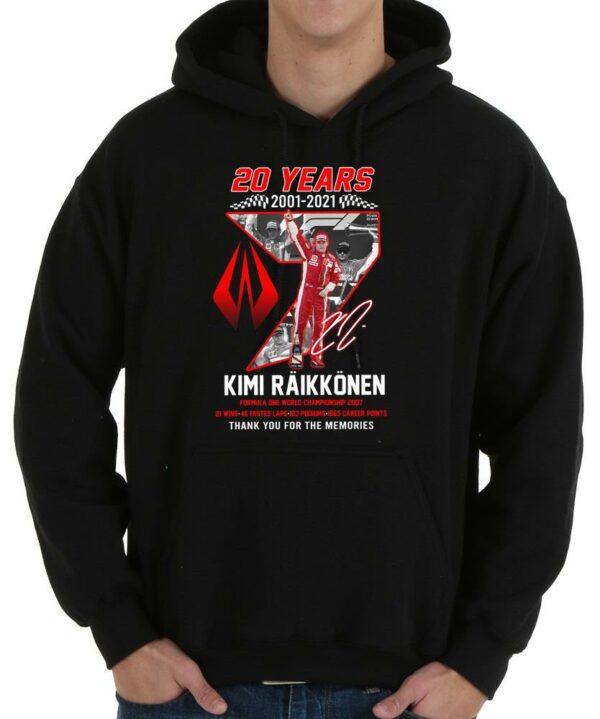 Official Kimi Raikkonen 21 Win Shirt, 20 Years 2001 2021 Kimi Raikkonen 21 Win 46 Faster Laps Signature Thanks Memories Shirt 4