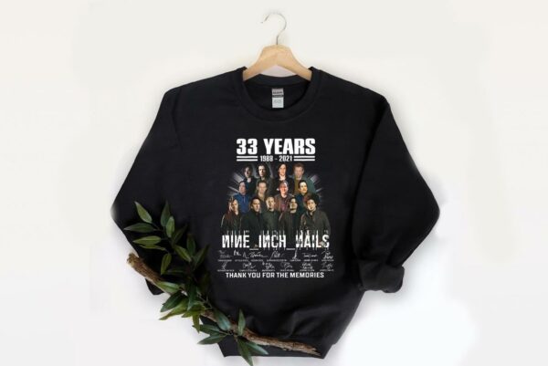 Official Nin Nine Inch Nails NNIN Shirt, 33 Years 1988-2021 Nin Nine Inch Nails Thank You For The Memories Signatures Shirt 2