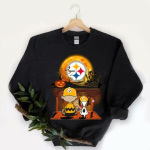 OfficialCharlie Brown And Snoopy Watching Pittsburgh Steelers Moon Halloween Shirt, Watching Pittsburgh Steelers Moon Shirt 5