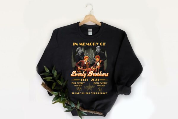 OfficialThe Everly Brothers Shirt, In Memory Of The Everly Brothers Shirt, The Everly Brothers 1951 2021 Signatures Thank You For Your Legacy Shirt 2
