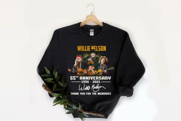 OfficialWillie Nelson Shirt, Willie Nelson 65th Anniversary 1956 2021 Signature Thank You For The Memories Shirt 2