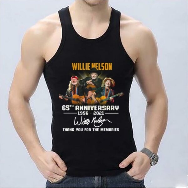 OfficialWillie Nelson Shirt, Willie Nelson 65th Anniversary 1956 2021 Signature Thank You For The Memories Shirt 3