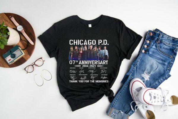 Original Chicago PD Shirt, Chicago PD 07th Anniversary 2014 2021 Signatures Thank You For The Memories Shirt 1