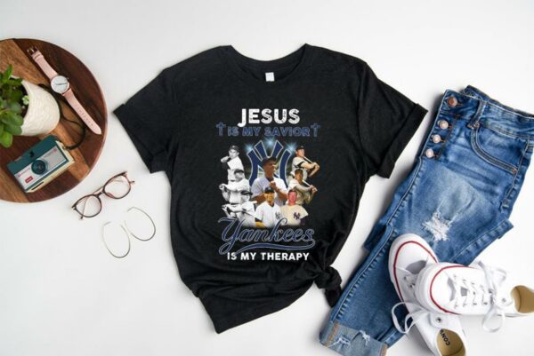 Original Jesus Is My Savior New York Yankees Is My Therapy Shirt, Savior New York Yankees Shirt 1