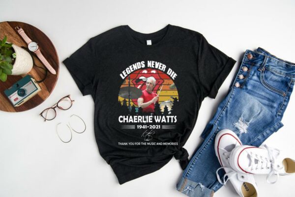 Original Legends Never Die Charlie Watts 1941 2021 Thank You For The Memories Signatures Shirt, Charlie Watts Shirt 1