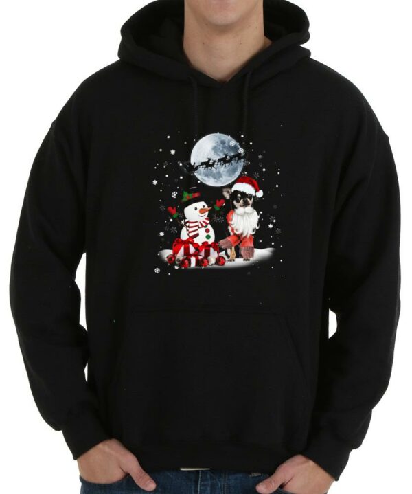 Original Merry Christmas Chihuahua Snowman Santa Claus Shirt, Chihuahua Santa Claus Snowman Reindeer Moon Shirt 4