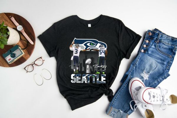 Original Seahawks Bobby Wilson Shirt, Seattle Seahawks Russell Wilson And Bobby Wagner Signatures Shirt 1