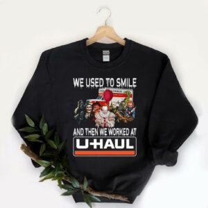Premium Horror Characters U Haul Halloween Shirt, Horror Movies Characters we used to smile and then we worked at U Haul shirt 5