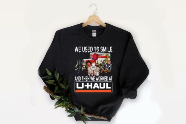 Premium Horror Characters U Haul Halloween Shirt, Horror Movies Characters we used to smile and then we worked at U Haul shirt 2