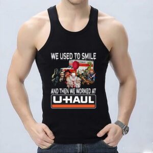 Premium Horror Characters U Haul Halloween Shirt, Horror Movies Characters we used to smile and then we worked at U Haul shirt 6